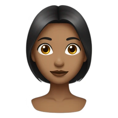 fille cheveux noir lisse yeux marron clair sticker