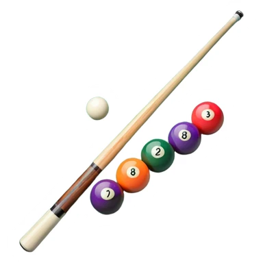A close-up of a pool cue aimed at a set of colorful billiard balls resting on a green felt table. The focus is on the cue stick and the arrangement of balls, with subtle details of the game’s texture and atmosphere, emphasizing the precision and skill of billiards. sticker