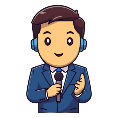 Vavinews Man, male news anchor with suit and microphone sticker