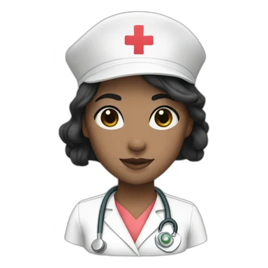 nurse white skin girl black hair sticker