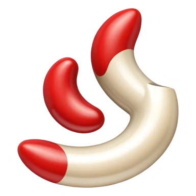 a pair of magatama (comma-shaped beads) side by side, in red and beige sticker