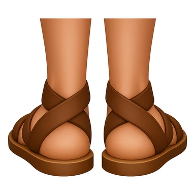 Backview of feet in ancient style sandals, in emoji style with transparent background. sticker