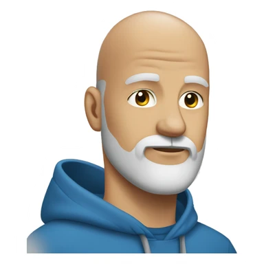 bald man in Blue hoodie 2 days  white beard sticker
