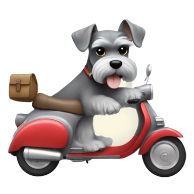 Miniature grey Schnauzer driving a vespa sticker
