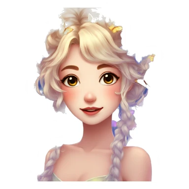 gorgeous shiny anime lady with butterflies and beautiful hair fairycore cottagecore sticker