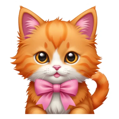 orange kitten with a pink bow sticker