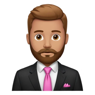bearded man with pink tie and blazer sticker