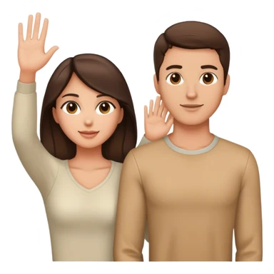 Good looking brunette couple with light tan skin, chest up view, standing close together sticker