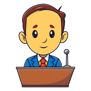 cartoon sticker of a news anchor with a long Pinocchio nose symbolizing fake news sticker