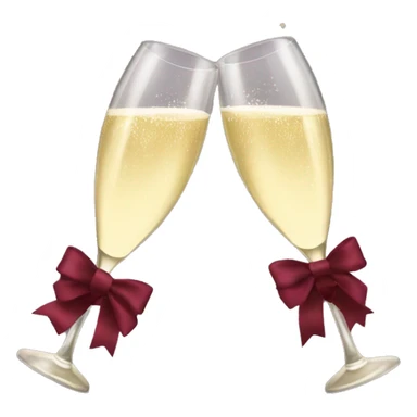 Two glasses of champagne cheering with burgundy bows sticker
