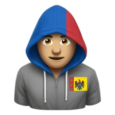 man in hoodie with moldova flag smoke sticker