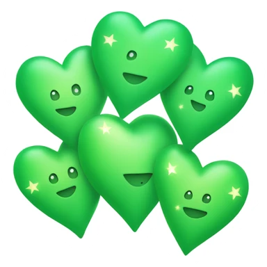 Three small green hearts with sparkles and stars sticker