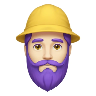 purple bearded, blue very long haired man with yellow hat sticker