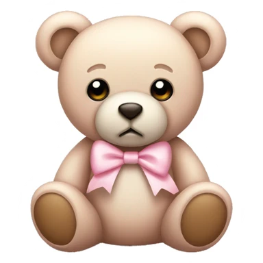 teddy bear with light pink bow sad sticker