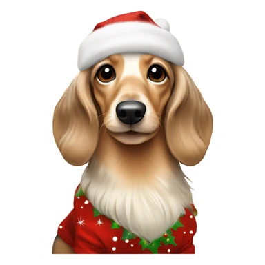 Cream long haired dachshund with christmas outfit sticker
