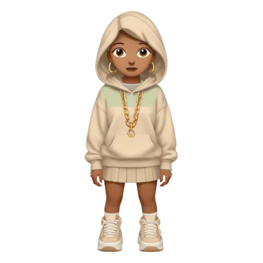 think oversized hoodie over a mini skirt, chunky sneakers grounding the look, and maybe a few layered necklaces or rings to flex a little personality. Sometimes she goes edgy with a leather jacket and ripped jeans, other times soft with flowy dresses or pastel cardigans. sticker