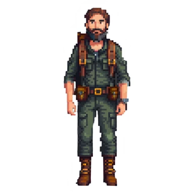 bearded man explorer with full body and detailed face, standing in fog sticker