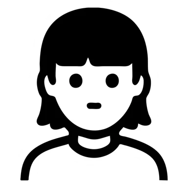 A boy with straight bangs covering his eyebrows, long hair at the back, black eyes, and brownish-black hair, wearing a green shirt the color of brilliant green antiseptic. sticker