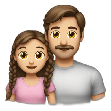 brown haired dad with dark brown haired daughter with pigtails emoji cute  sticker