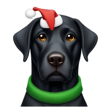 Black lab wearing a Christmas hat sticker
