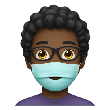 A black young man wearing a mask sticker