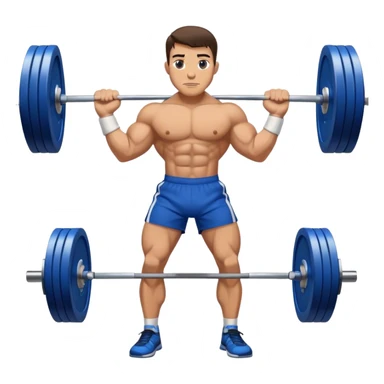 brunette buff man with blue shorts deadlift sticker