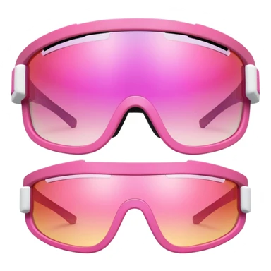sporty pink shield visor sunglasses with thick layered frame, multi-level chunky design, substantial build, one-piece lens with color gradient sticker