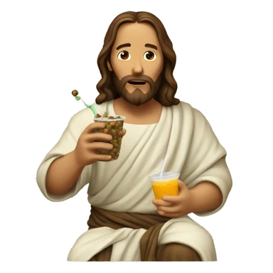 Jesus eating boba sticker
