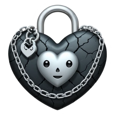 emo heart with full moon and silver lock sticker