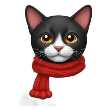 Gato negro con bufanda roja sticker