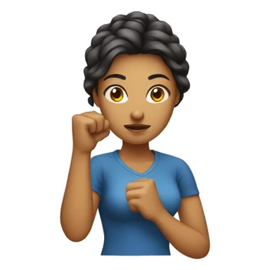 Woman holding her fist in the air with a determined expression sticker