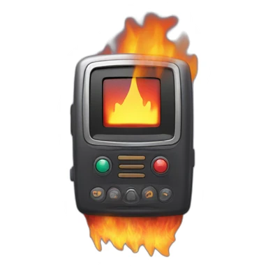 90s beeper on fire sticker