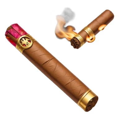 Emoji-style cigar icon, dark brown wrapper, subtle smoke, minimalistic, clean silhouette, metal details, no gold details sticker