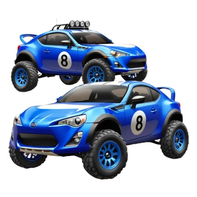 2013 scion fr-s ultramarine off road 4wd monster Baja dessert stadium racer number 86 with large mirror chromed wheels and wide long travel suspension  sticker