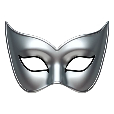 A sleek masquerade mask emoji made of polished silver chrome, smooth sensual curves, reflective metallic surface, mysterious sexy luxury vibe, minimal iOS emoji style, centered, clean white background sticker