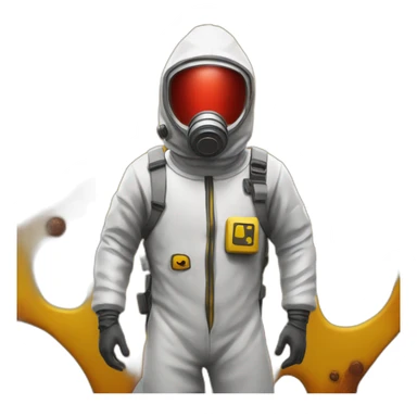 Man in Hazmat Suit with red head part and yellow body part from game Rust sticker