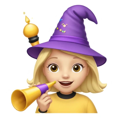 a Bee with purle Birthday Hat, Bee blowing party horn sticker