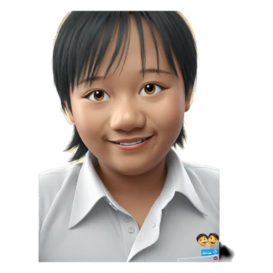 smiling boy in white shirt sticker