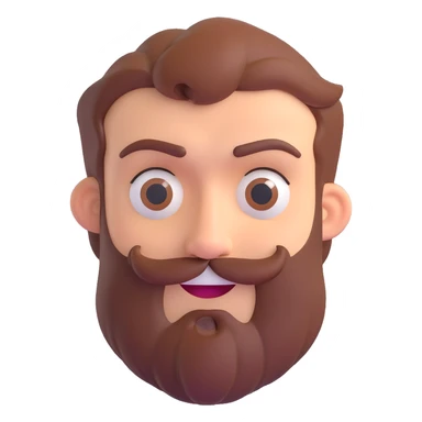 a bearded face showing mixed emotions, smiling and frowning at once, clear expressive style sticker
