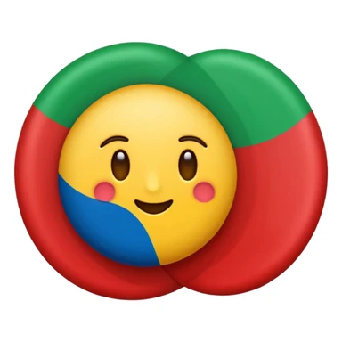 Emoji de bandera, mitad, azul y mitad inferior verde con un círculo rojo en el centro de la bandera en forma de rueda sticker