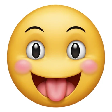 Смайлик з відкритими очима який з зовнішньої сторони рота штовхає язиком у щоку  sticker