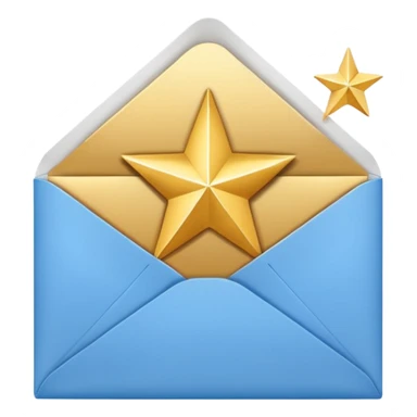 an envelope with a paper and star sticker