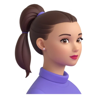 clean girl with smooth skin, subtle makeup, hair in a sleek ponytail sticker