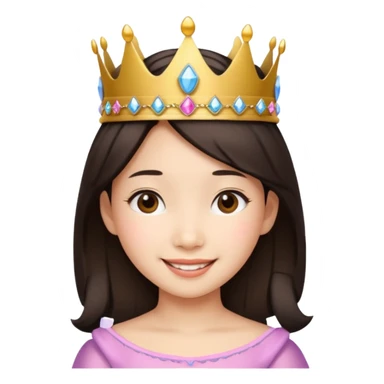 Asian girl wearing a princess crown on her head  sticker