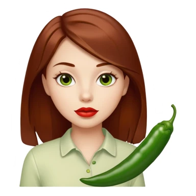 Girl with green chili sticker