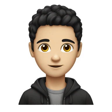 Slavic white boy with black hair and black sticker