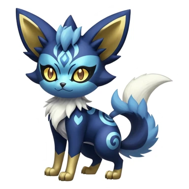 Shiny Evil mExotic Badass Colorful Ethereal Royal Mysterious Gothic Meowstic-Zorua-Litten-Noibat-Pokémon-Fakémon-hybrid-creature (full body) with pattern-markings with golden eyes sticker