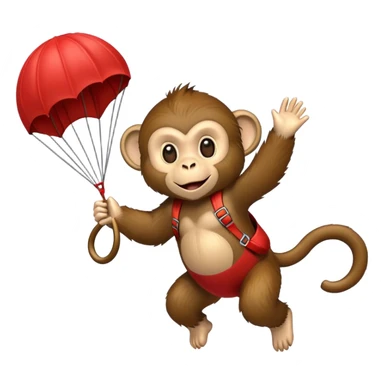 monkey flying with red parachute sticker