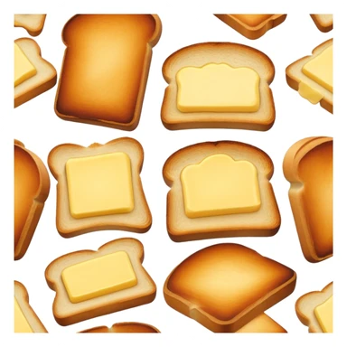 Cinematic warm toasted bread, golden-brown edges, butter melting into the surface, slightly crispy texture, simple and comforting, warm glowing background, inviting and homely. sticker