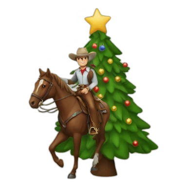 Cowboy christmas tree sticker